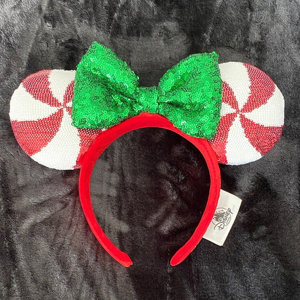 Disney Parks Christmas peppermint candy Minnie ears headband